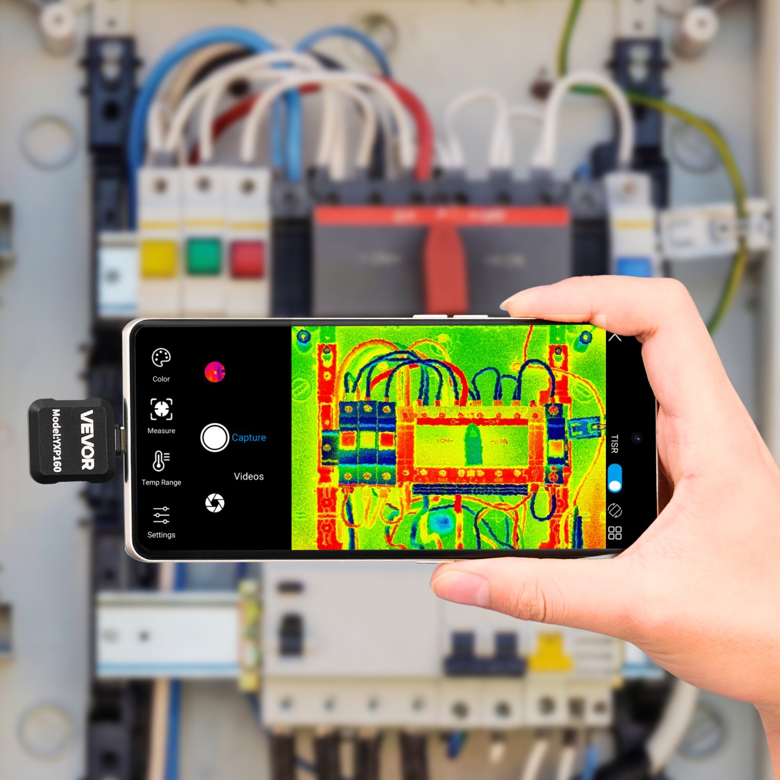 VEVOR warmtebeeldcamera voor Android, 320x240 Super IR 160x120 IR resolutie warmtebeeldcamera voor smartphone en tablet met USB-C-aansluiting, 25Hz infraroodcamera met 15 kleurenpaletten voor inspectie van -20°C tot 550°C