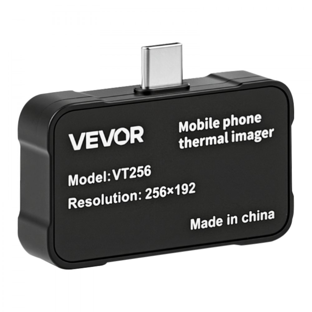 VEVOR warmtebeeldcamera voor iOS en Android, 512x384 Super IR & 256x192 IR resolutie warmtebeeldcamera voor smartphones en tablets met USB-C, 25Hz infraroodcamera met 6 kleurenpaletten voor inspecties van -20°C tot 550°C.