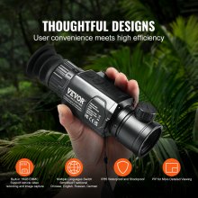 VEVOR Monocular Thermal Imaging Camera, 384 x 288 Resolution Thermal Camera, IP54 Waterproof Camera with 1X-8X Zoom, 10mm OLED Display, 1400mAh High Capacity Battery for Outdoor Use