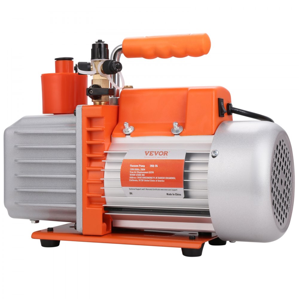 VEVOR vacuümpomp 5 CFM tweetraps airconditioning vacuümpomp 250W 1450RPM Ultieme vacuümkoelmiddel HVAC-tool voor koelonderhoud HVAC-reparatie Harsontgassing Houtstabilisatie