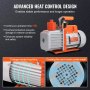 VEVOR 2-traps roterende schoepenvacuümpomp, 1/2 pk, 7 CFM, 120 V, met 1/4-inch SAE, 3/8-inch SAE en 1/2-inch ACME mannelijke draadinlaten, ideaal voor HVAC-onderhoud, koelkastreparatie en harsontgassing