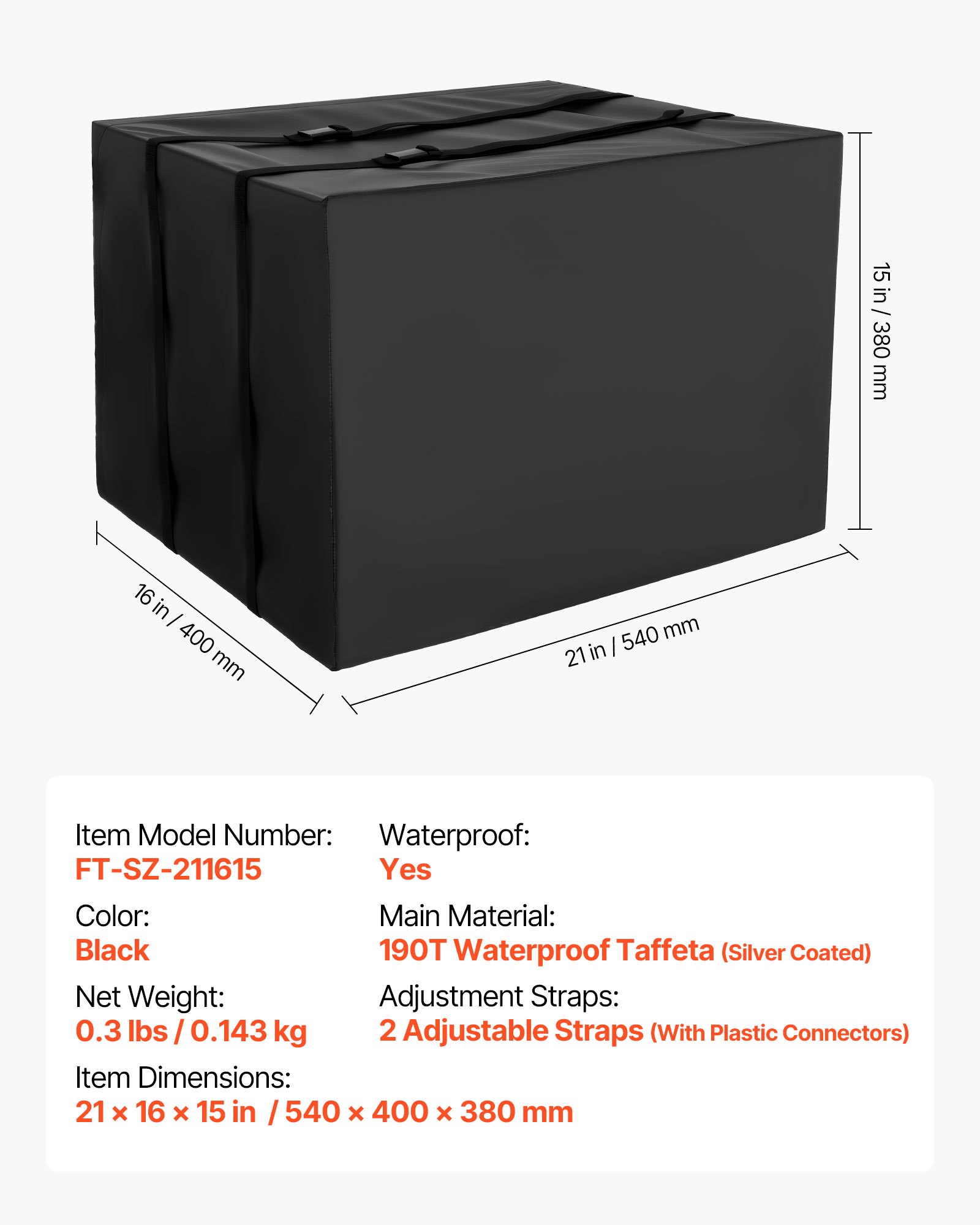 VEVOR Airconditionerhoes, 530 x 400 x 380 mm, buitenunithoes, dubbellaags waterdicht polyesterweefsel, verstelbare schouderband, universele maat voor buitengebruik