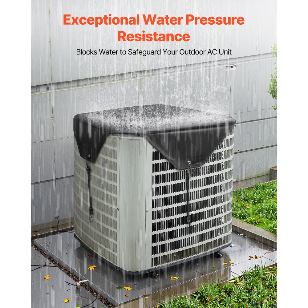 VEVOR Buitenaircohoes, 710 x 710 mm, Aircohoes, 100% polyester, beschermhoes, regenbestendig, voor buitengebruik, alle seizoenen, zwart