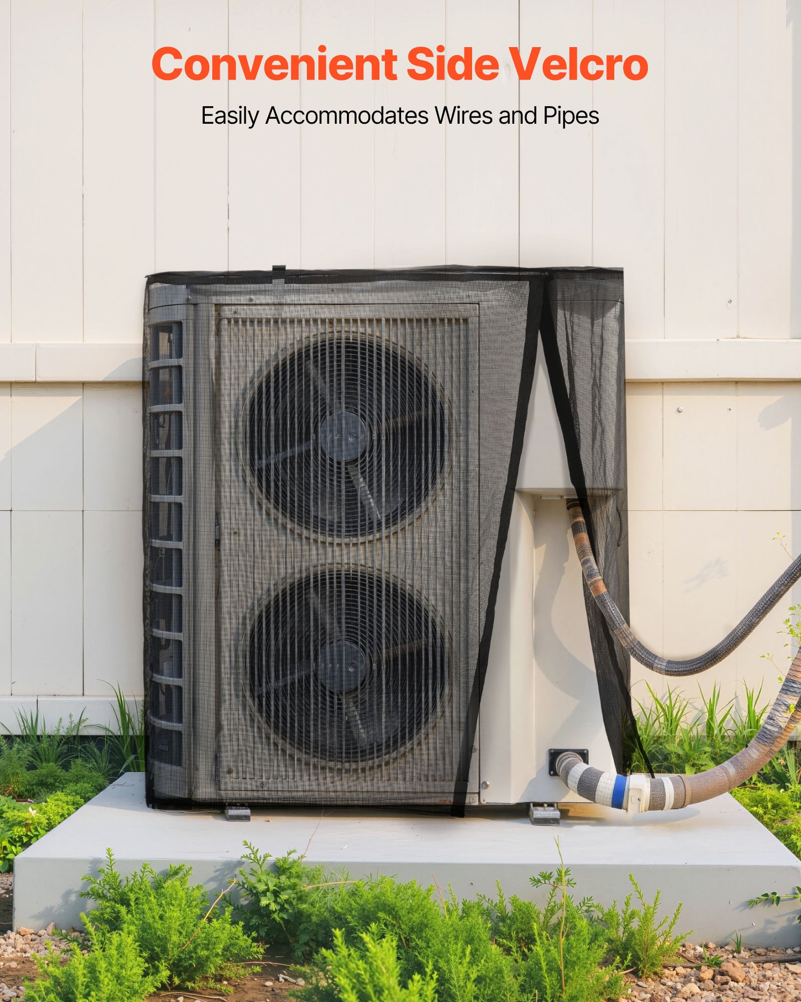 VEVOR Airconditionerhoes, 812 x 812 x 914 mm beschermhoes, tweelaagse beschermhoes, afneembaar dak, waterdicht polyester, universele HVAC-beschermer voor buitenairconditioners, zwart