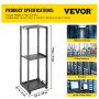 VEVOR Open Rackserver 27 U Open Frame Server Rack 490 x 410 x 1335 mm Serverrack met 180 kg Gewichtscapaciteit Gebruiken in het Microdatacentrum, Kleine Kantoren, Serverruimte, Vergaderruimte, enz