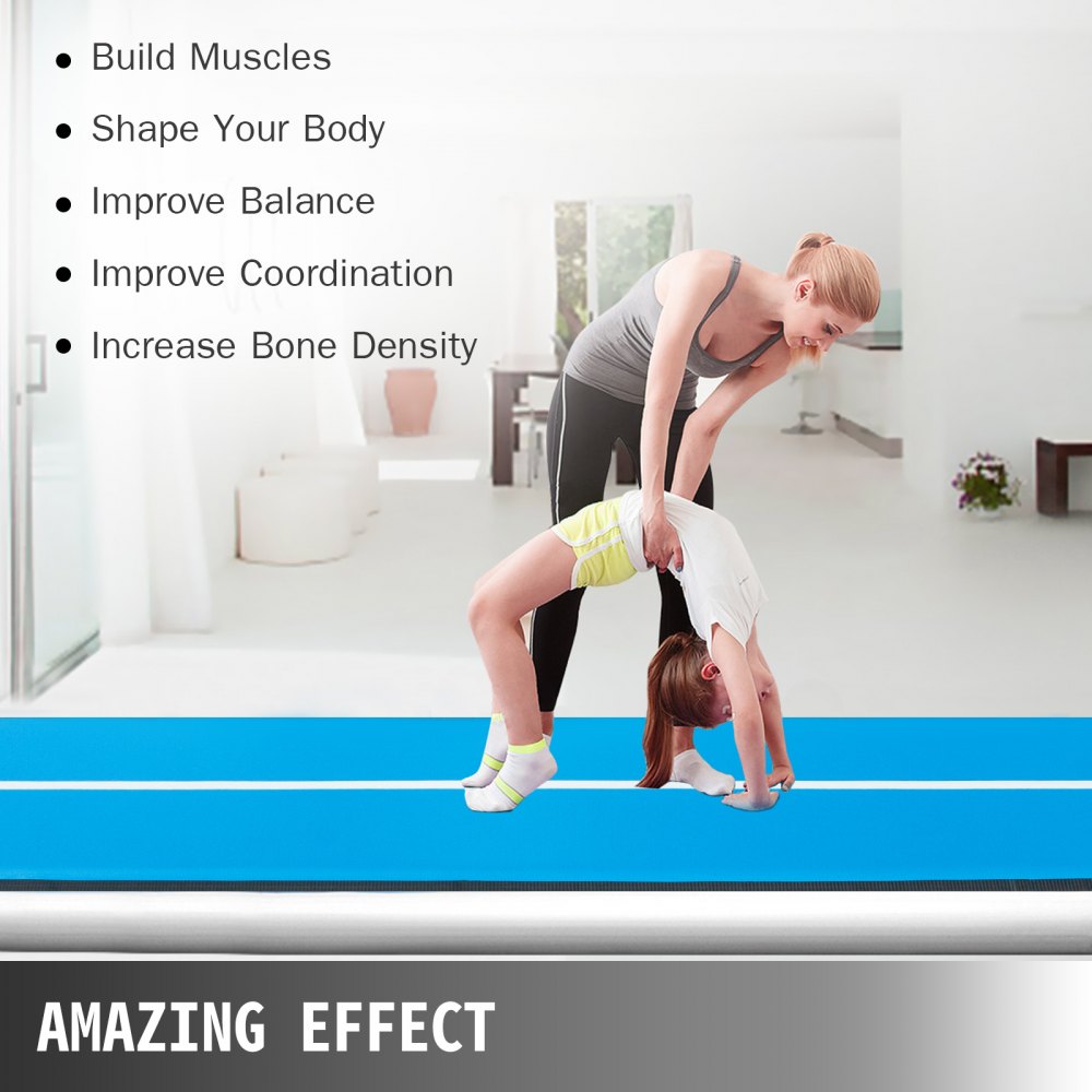 VEVOR 10ft Air Track Inflatable Air Tumble Track Air Track Tumbling Mat, Air Track Mat Gymnastics Mat Tumble Track Tumbling Air Track Airtrack Tumbling Mat, For Home Yoga Martial Arts Cheerleading