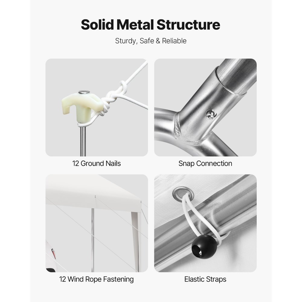 VEVOR Carport, 3,05 x 6,09 x 2,87 m Autohoes, Tentgarage, Garagetent, Gegalvaniseerde Autooverkapping, UV-bestendig, Bescherming voor Alle Seizoenen, Opslagloods voor Auto, Boot, Motor, Wit