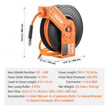VEVOR persluchtslang slanghaspel 300PSI 9,52mmx15,24m