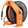 VEVOR Retractable Air Hose Reel, 3/8 IN x 65 FT Hybrid Air Hose Max 300PSI, Air Compressor Hose Reel Auto-Rewind with 5FT Lead in, Ceiling/Wall Mount Heavy Duty Single Arm Reel for Workshop Garage