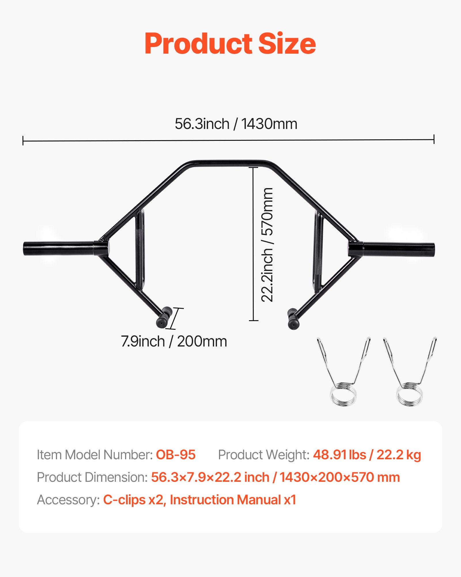VEVOR Trap Bar Hexagon Dumbbell Bar met antislipgreep en open frame, 50 mm, 360 kg draagvermogen, gewichthef- en krachttrainingsapparatuur, thuisgym voor squats, deadlifts en schouderpersen