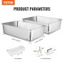 VEVOR set van 2 kattentoilet kattentoilet met filtervoetdeel 60x40x15cm