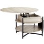 VEVOR salontafel met opklapbaar blad, ronde salontafel van 35,3 inch met extra opbergvakken, opvouwbare salontafel voor de woonkamer, wit