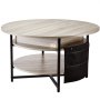 VEVOR salontafel met opklapbaar blad, ronde salontafel van 35,3 inch met extra opbergvakken, opvouwbare salontafel voor de woonkamer, wit