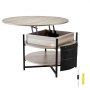 VEVOR salontafel met opklapbaar blad, ronde salontafel van 35,3 inch met extra opbergvakken, opvouwbare salontafel voor de woonkamer, wit