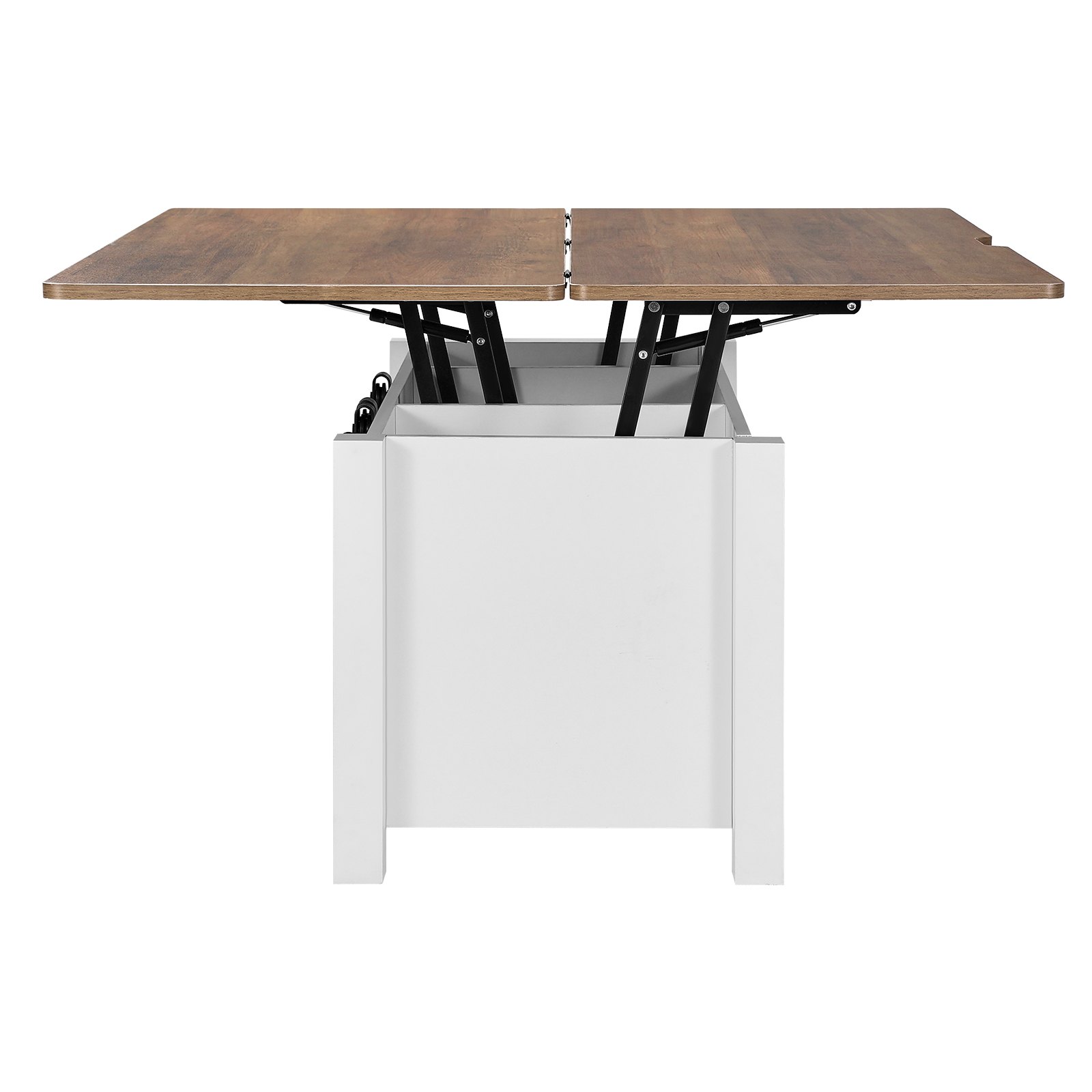 VEVOR Lift Top salontafel 100 cm, rustieke salontafel met schuurdeur en verborgen opbergvak, rechthoekig hefbaar tafelblad voor woonkamer, kantoor, thuis, woonkamertafel, banktafel, bruin + wit