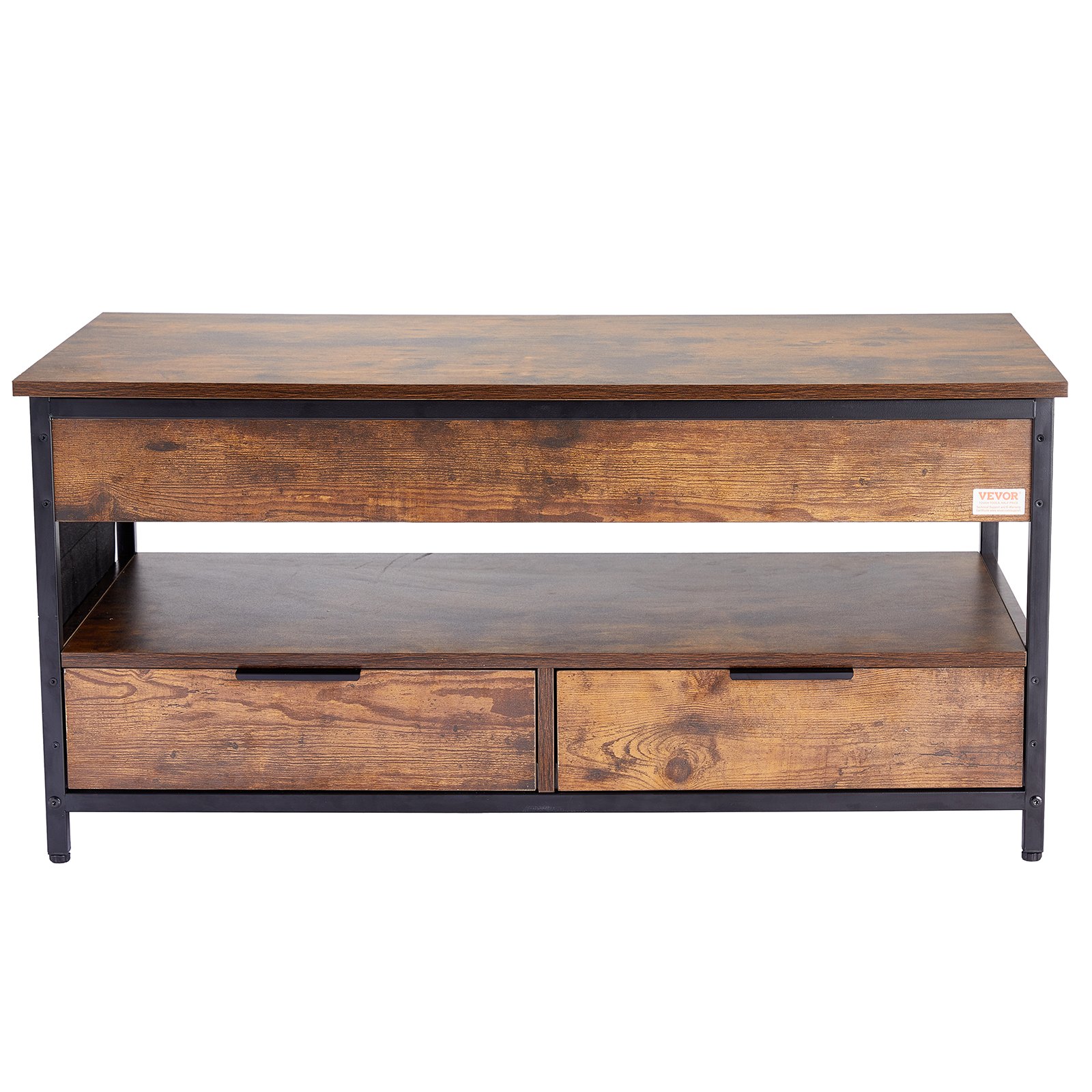 VEVOR salontafel met opklapbaar blad, 39,4 inch rechthoekige salontafel met extra opbergvakken, opvouwbare salontafel met stekkerdoos, USB en sfeerverlichting voor de woonkamer, bruin
