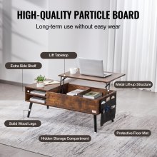 VEVOR Salontafel Hefbaar Blad Rechthoekig Woonkamer 100 cm Bijzettafel