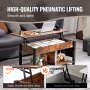 VEVOR Lift Top Coffee Table, 41.7 in Rectangle Coffee Table with Extra Storage Pockets, Pop Up Coffee Table for Living Room, Brown