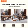 VEVOR Lift Top Coffee Table, 47.5 in Rectangle Coffee Table with Extra Storage Pockets, Pop Up Coffee Table for Living Room, Brown