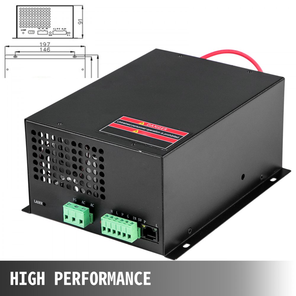 VEVOR Laser Power Supply 60W for Co2 Laser Engraver Power Supply Laser Tube Power Supply Laser Power Box for Laser Cutter Engraving Machine