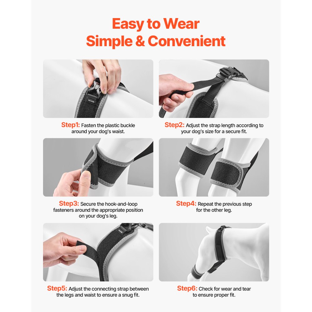 VEVOR Dog Hip Support Brace, Breathable & Durable Support Brace for Dogs Hip, Pet Hind Leg Braces for Dogs, Pain Relief, Dog Hips Harness with Reflective Trim for Recovery, Size XL