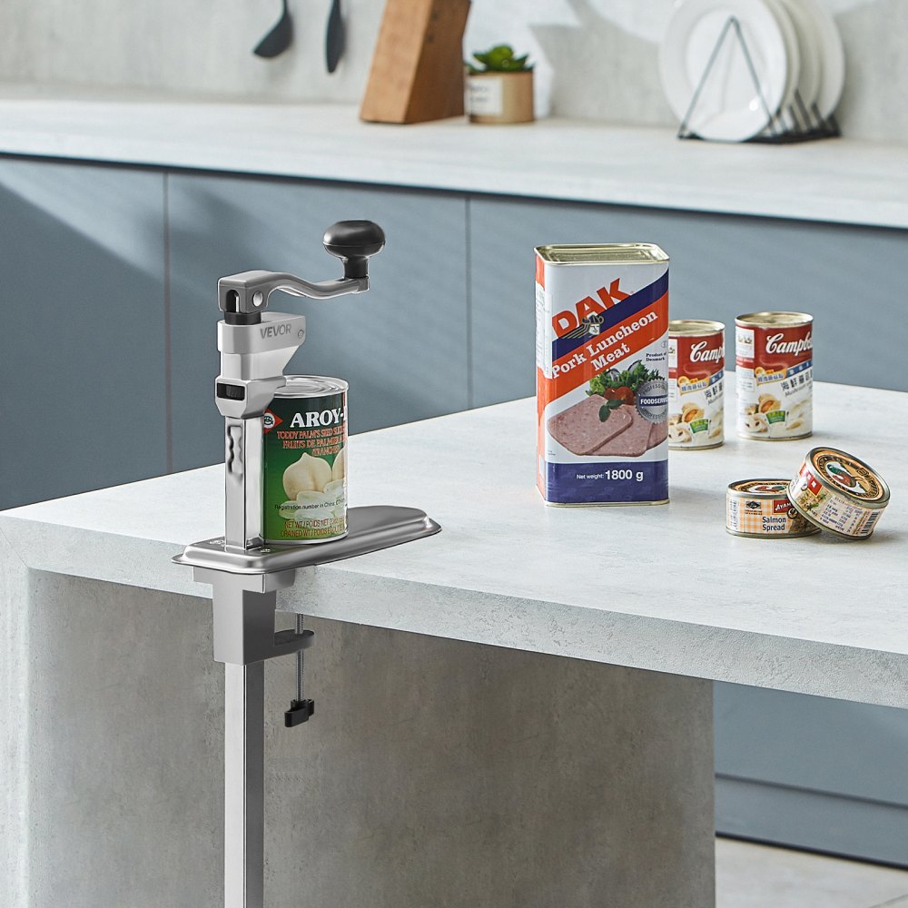 VEVOR Commercial Can Opener, Heavy-Duty Manual Tabletop Cans Opener for Cans Up to 15.75 in Height, Height-Adjustable Can Openers Fixed with Screws & Table Clamp, for Restaurant, Hotel, and Food Store