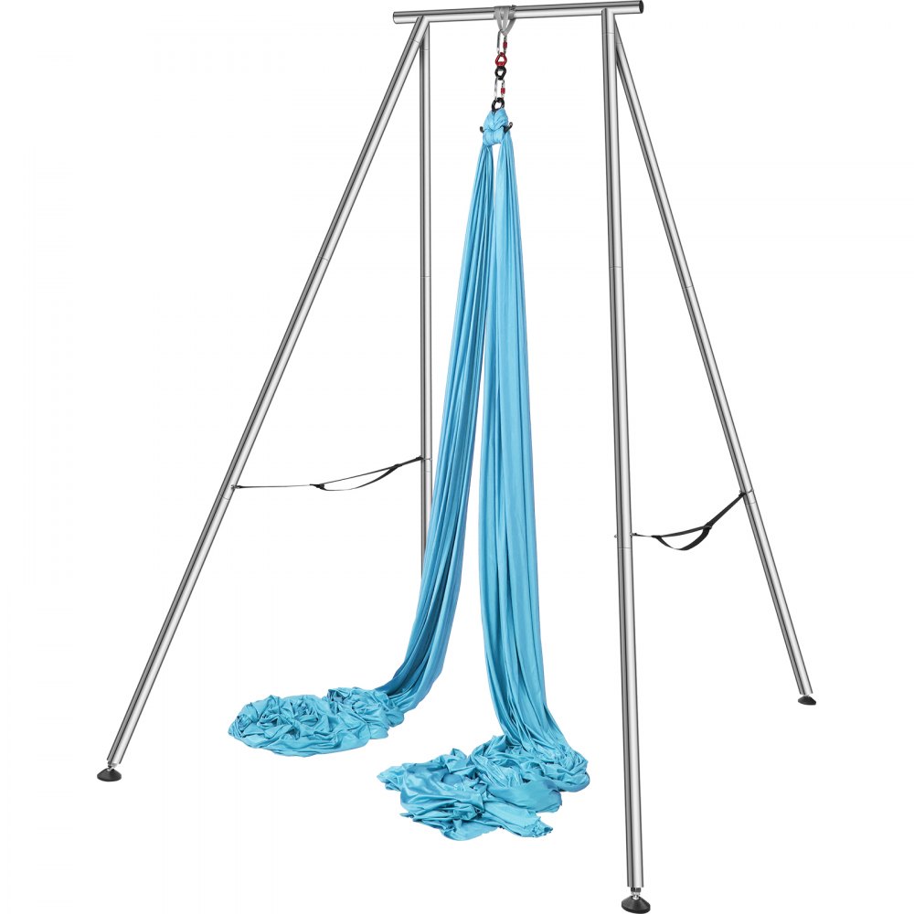 VEVOR Aerial Yoga Hangmat met Yogaframe 12 x 2,6 m, Blauwe Yoga Schommel Air Flying, Yoga Schommel Hangmat Schommel, Max. Draagvermogen 250 kg, Inclusief Yogasokken en Voetkussentjes, Anti-zwaartekrachtoefeningen