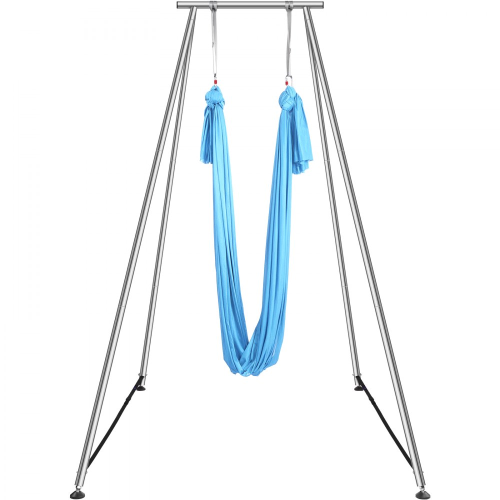 VEVOR Aerial Yoga Hangmat met Yogaframe 12 x 2,6 m, Blauwe Yoga Schommel Air Flying, Yoga Schommel Hangmat Schommel, Max. Draagvermogen 250 kg, Inclusief Yogasokken en Voetkussentjes, Anti-zwaartekrachtoefeningen