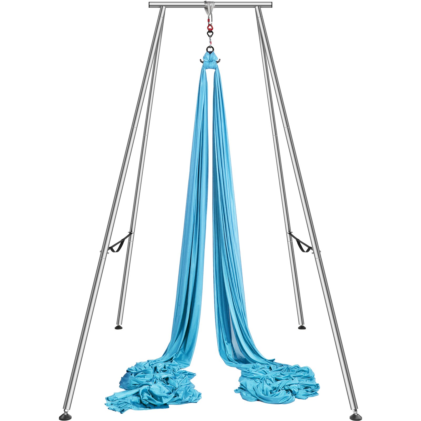 VEVOR Aerial Yoga Hangmat met Yogaframe 12 x 2,6 m, Blauwe Yoga Schommel Air Flying, Yoga Schommel Hangmat Schommel, Max. Draagvermogen 250 kg, Inclusief Yogasokken en Voetkussentjes, Anti-zwaartekrachtoefeningen