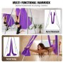 VEVOR Aerial Yoga Hangmat met Yogaframe 12 x 2,6 m, Paarse Yoga Swing Air Flying, Yoga Swing Hangmat, Max. Draagvermogen 250 kg, Inclusief Yogasokken en Voetkussentjes, Anti-zwaartekrachtoefeningen