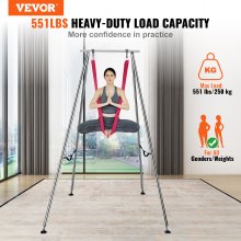 VEVOR Aerial yoga-hangmat met yogaframe 6 x 2,6 m, rood yogaschommel Air Flying, yogaschommel hangmatschommel 250 kg max. draagvermogen, inclusief yogasokken en voetkussens, anti-zwaartekrachtoefeningen