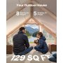 VEVOR Opblaasbare Kampeertent 4x3x2 m, 5-8 Personen, 300D Oxford Glamping Tent met Kooktoestelaansluiting, Handpomp, 2 Deuren & 4 Gaasramen, incl. Opbergtas voor Eenvoudig Transport