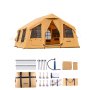 VEVOR Inflatable Tents for Camping, 8-12 Person Easy Setup Blow up Tent with Hand Pump, 4 Season Luxury Glamping Tent with 2 Skylights, Canopy, Stove Jack, 2 Doors & Mesh Windows (Include Storage Bag)