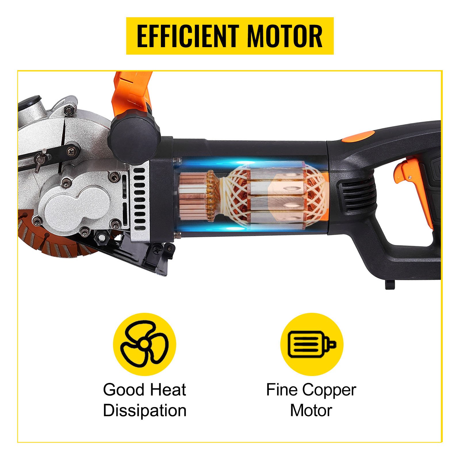 VEVOR Elektrische Muurfrees 4800W Elektrische Sleuffrees 0-5000 Omw/min Wandfrees met Ergonomische Handgrepen, Verstelbare Breedte en Diepte voor het Snijden van Betonnen Muren Marmer Graniet en Staal