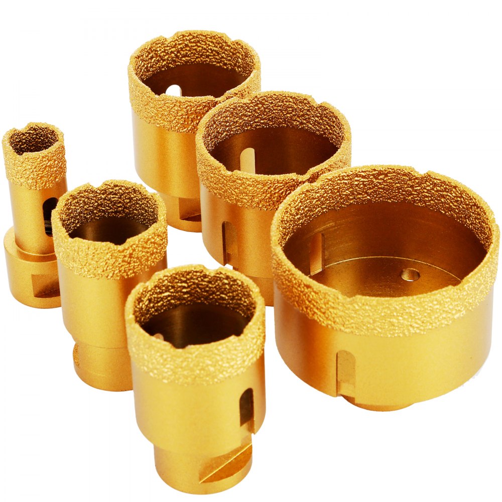 VEVOR Diamantgatzaag 6 stuks 20/35/40/45/50/68mm Diamantboorset M14 0,8/1,4/1,6/1,8/2/2,7 inch voor graniet, porselein en tegels, goud