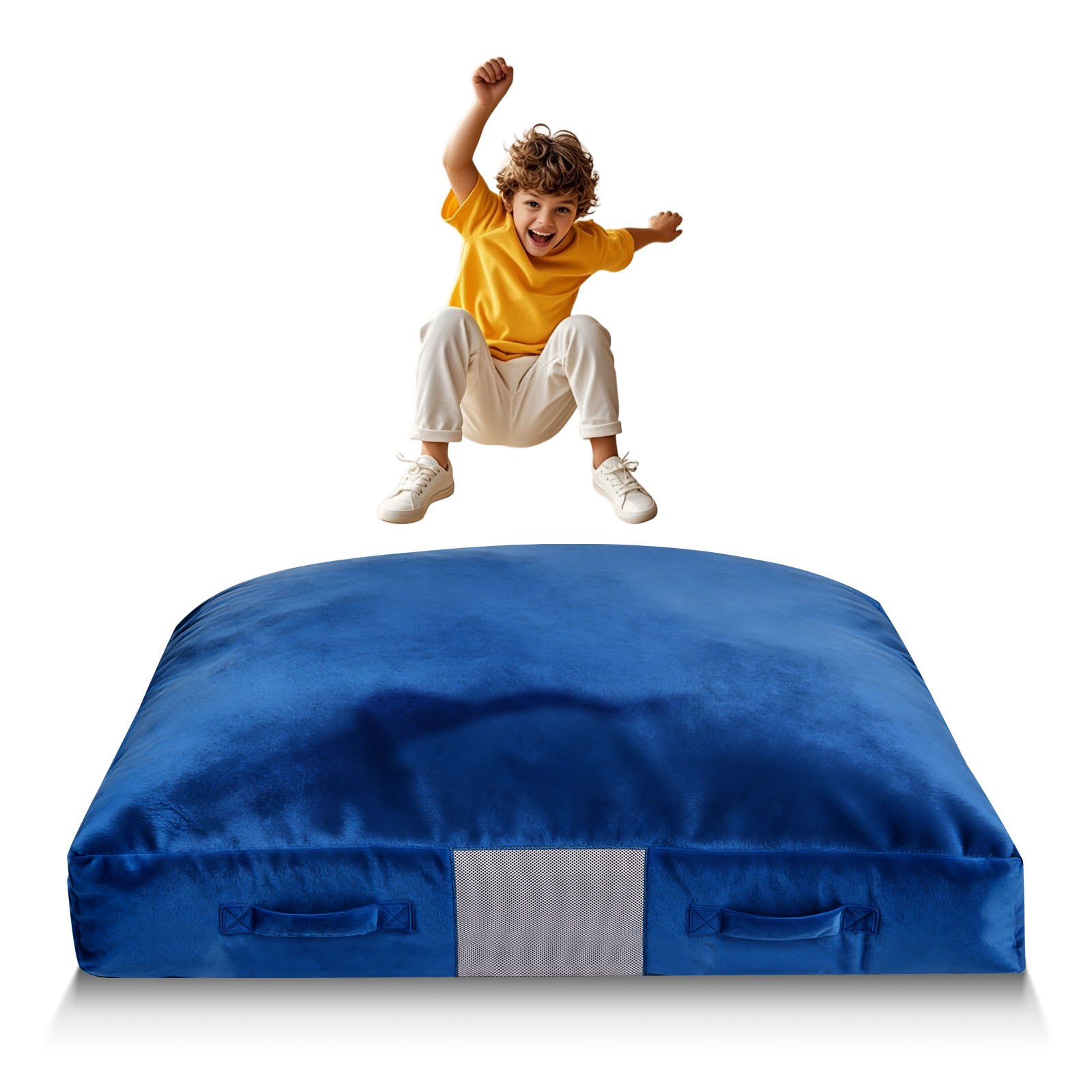 VEVOR Crashpad 150 x 150 cm, kindermat met schuimblokken en wasbare hoes, zachte schuimrubberen landingszone, valbeschermingsmat, speeltoestel voor sensorische ruimtes om op te springen, te ontspannen en te spelen.