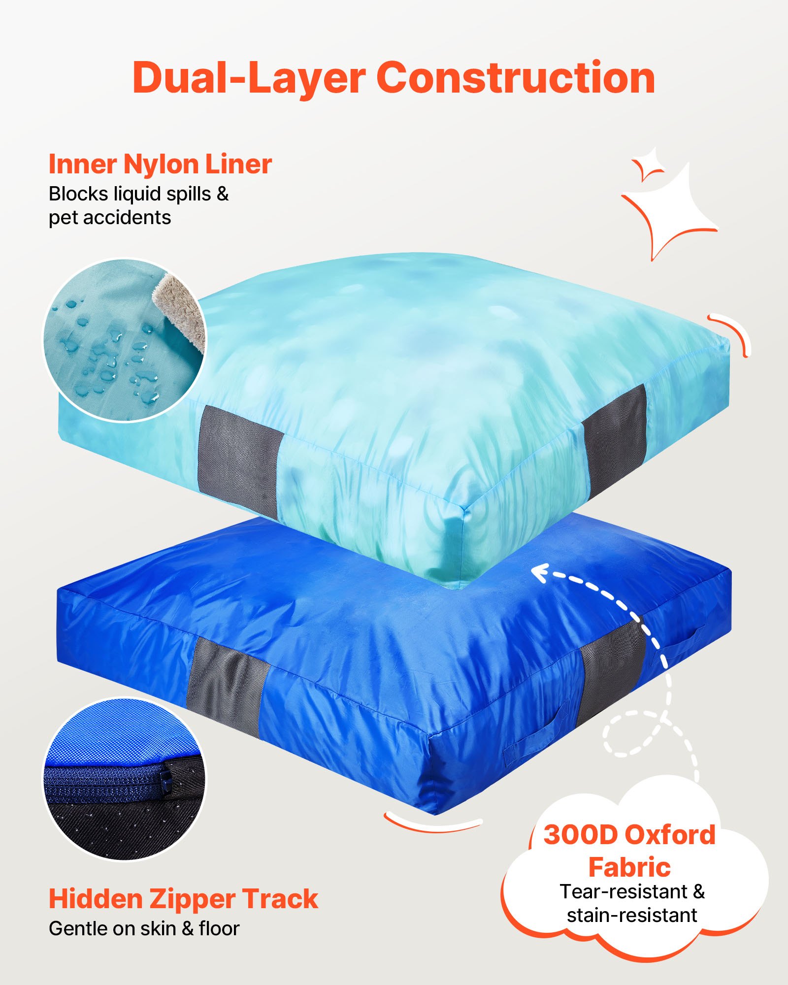 VEVOR Crashpad 150 x 150 cm, kindermat met schuimblokken en wasbare hoes, zachte schuimrubberen landingszone, valbeschermingsmat, speeltoestel voor sensorische ruimtes om op te springen, te ontspannen en te spelen, blauw