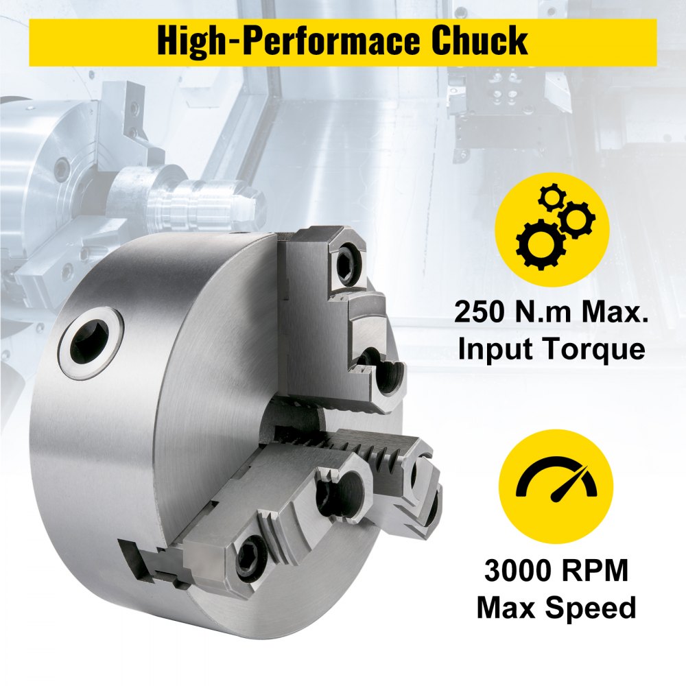 Vevor Omkeerbare Klauw Metalen Klauwplaat Draaibank Klauwplaat Compact 200 Mm