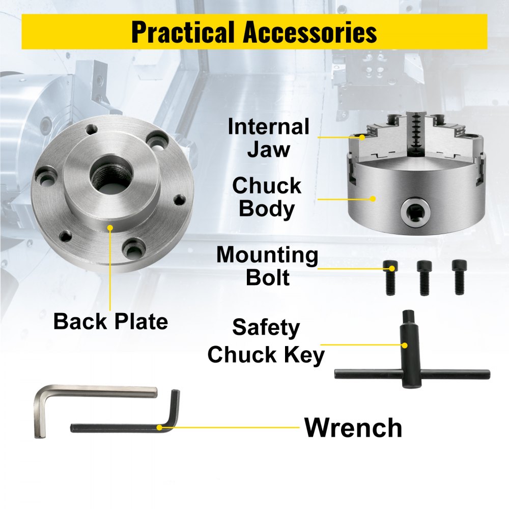 Vevor Omkeerbare Klauw Metalen Klauwplaat Draaibank Klauwplaat Compact 200 Mm