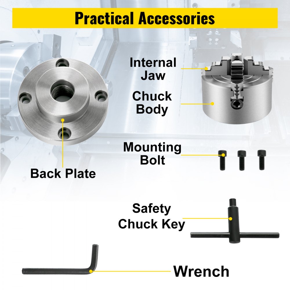 Vevor Metalen Draaibank Klauwplaat Omkeerbare Klauw Metalen Klauwplaat 100 Mm