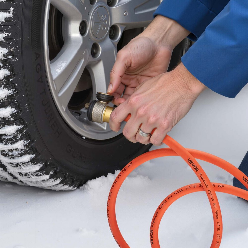 VEVOR Air Hose, 9.53 x 76200mm Hybrid Air Hose, Lightweight, Kink Resistant, Pneumatic Hoses with Three-Layer Hybrid Material for Auto, Home & Building, 300 PSI, All-Weather Flexibility, Orange