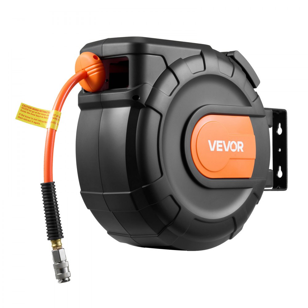 VEVOR persluchtslanghaspel, 9,5 mm x 20 m PVC persluchtslang, 20 bar, gesloten slanghaspel met automatische oprolfunctie en 2 m toevoerkabel, 180° draaibare plafond-/wandbeugel