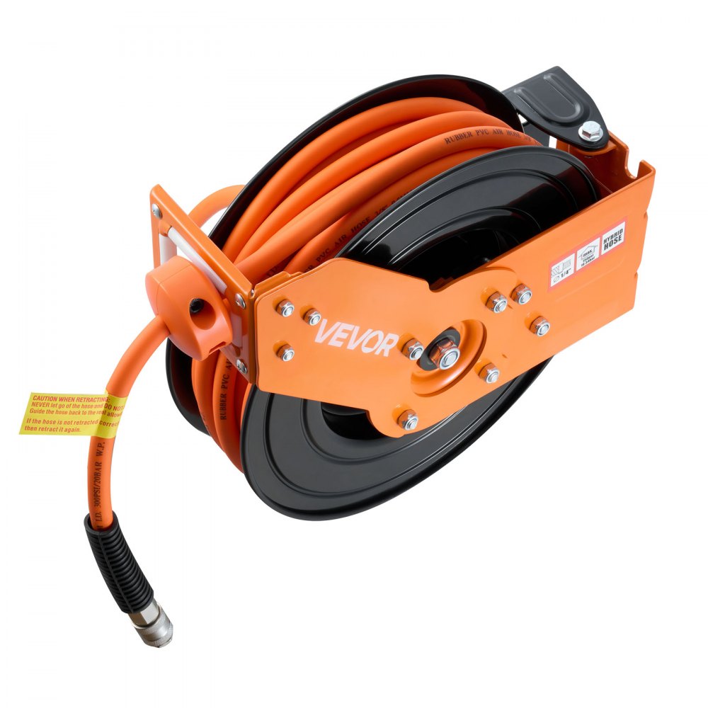 VEVOR persluchtslanghaspel, 15 m x 3/8 inch hybride persluchtslang, slanghaspel 20 bar, automatische slangoproller met 1,52 m aanvoerslang, 180° draaibare plafond-/wandbeugel