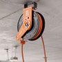 VEVOR persluchtslanghaspel, φ9,5 mm x 15 m rubberen slang, slanghaspel max. 20 bar, automatisch oprolmechanisme met 1 m voedingskabel, 180° draaibare plafond-/wandbeugel