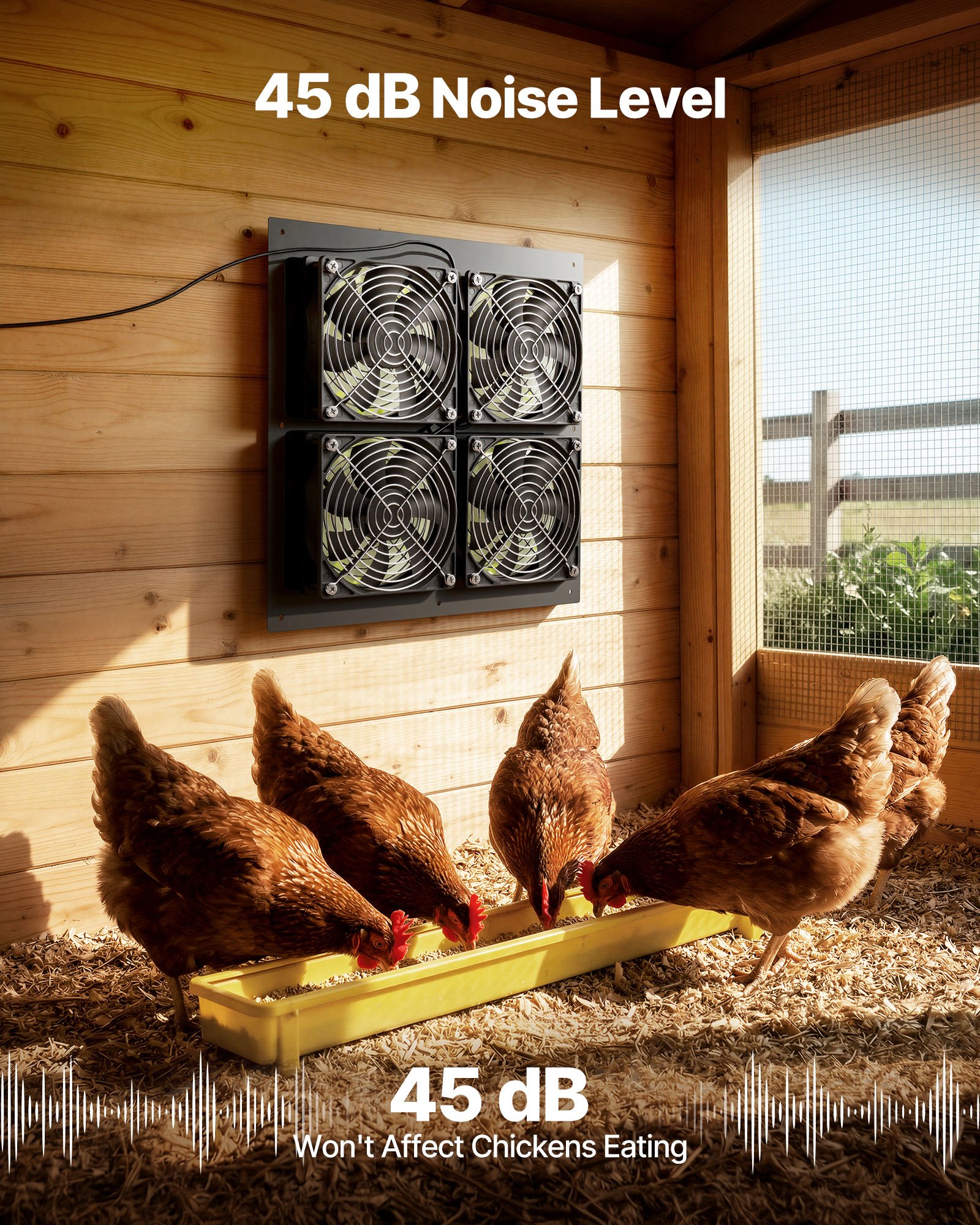 VEVOR 25W Solarventilator, 12V zonnepaneel met 4 ventilatoren, max. 2668 RPM, zonneventilator voor een luchtstroom van 748 m³/h, 5 m/s, op zonne-energie werkende afzuigventilator voor kleine kippenhokken en kassen.