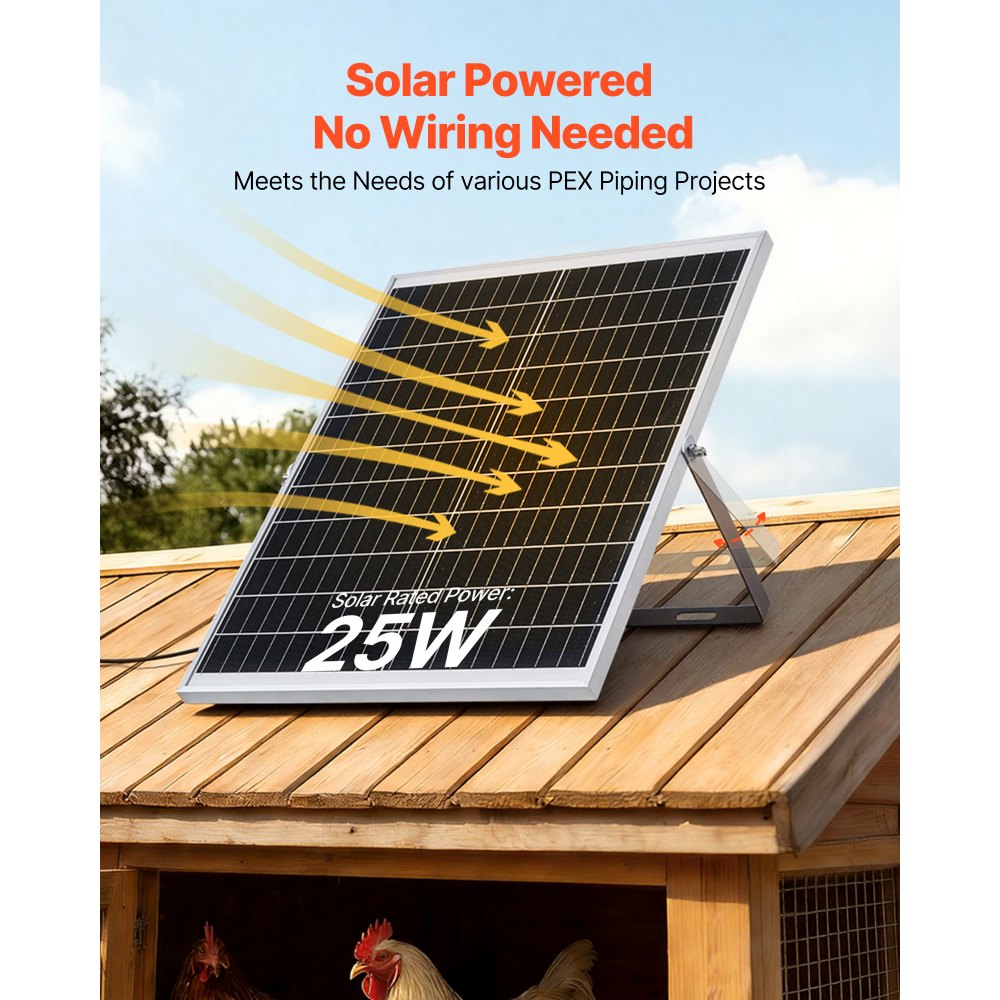 VEVOR 25W Solarventilator, 12V zonnepaneel met enkele ventilator, max. 2030 RPM, zonneventilator voor 374 m³/h luchtstroom, 4,3 m/s, op zonne-energie werkende afzuigventilator voor kleine kippenhokken en kassen.