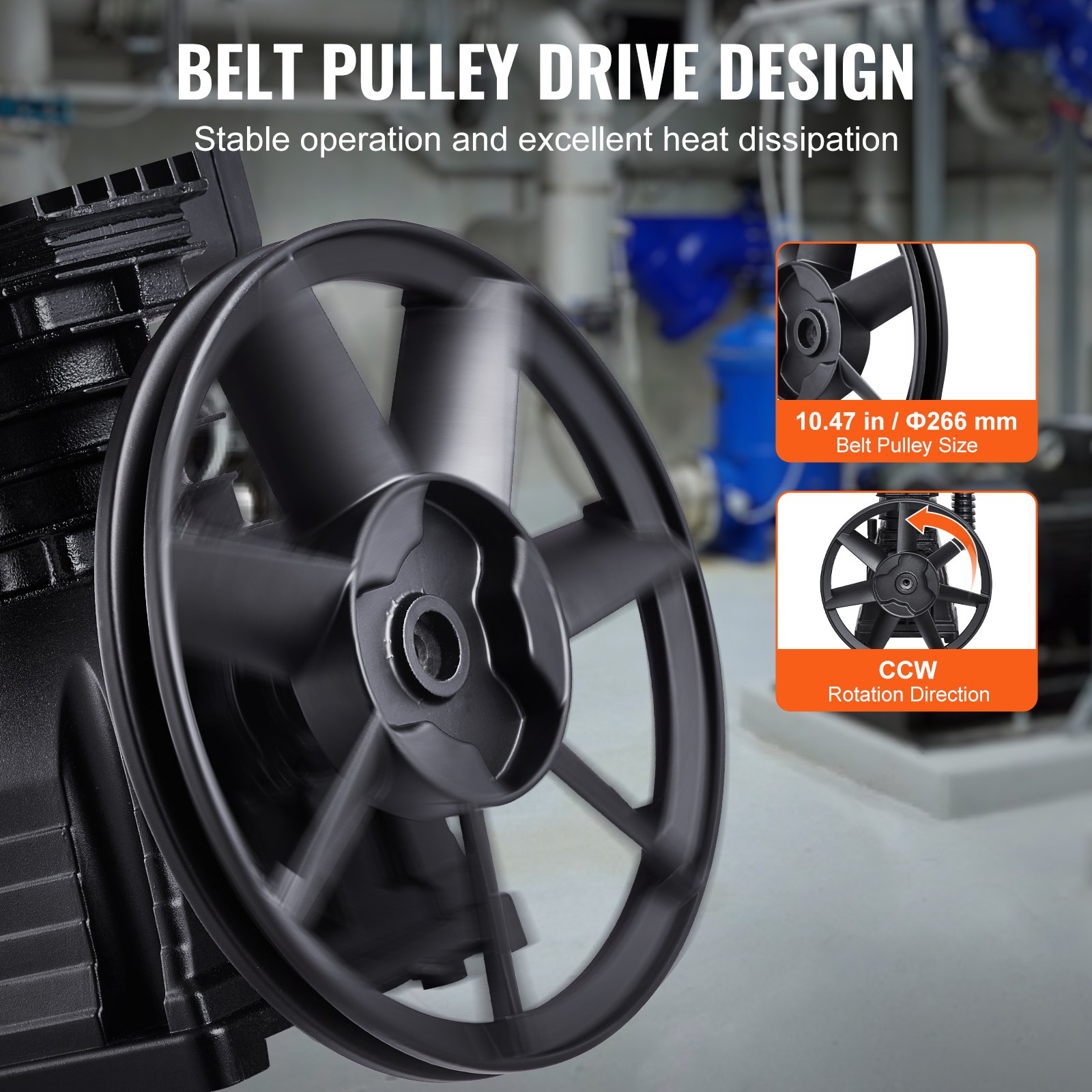 VEVOR Luchtcompressor Pompkop, 3 HP, 5,8 CFM bij 90 PSI, Oliegesmeerde Luchtcompressor Zuigerpompkop met Twee Cilinders, Enkeltraps Vervanging voor Aluminium Luchtcompressorpomp met Max. 116 PSI Druk