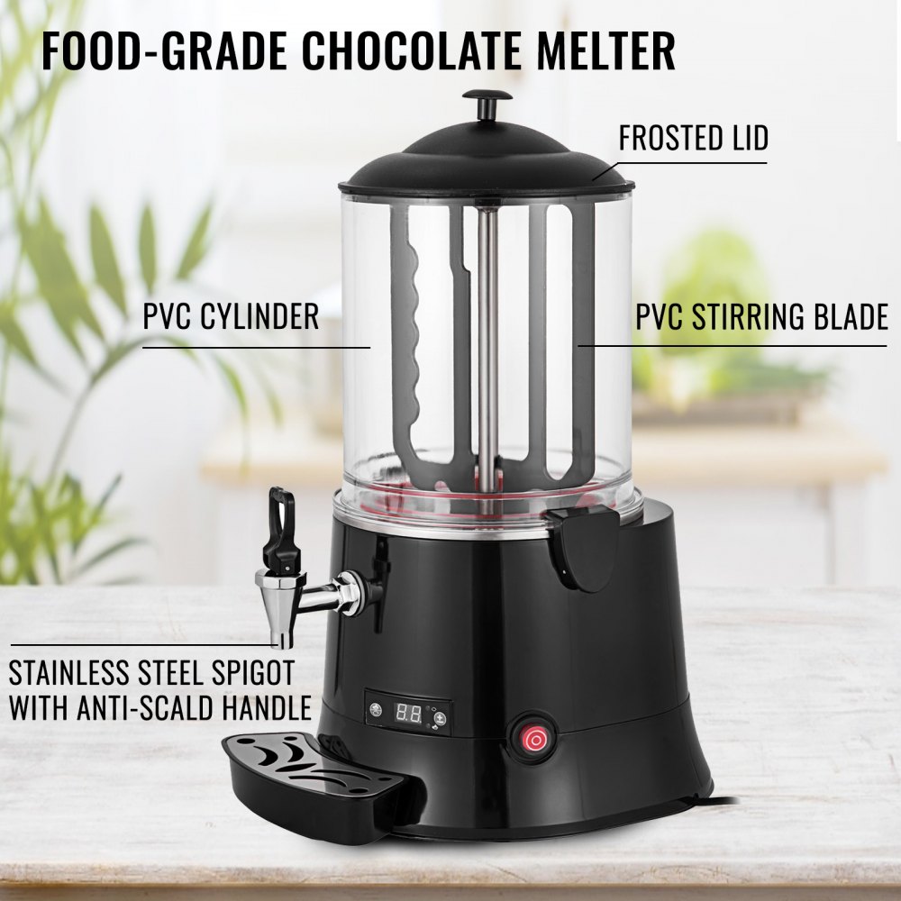 VEVOR Hot Chocolate Machine KS-RQ Chocoladesmelter Machine Hot Chocolate Dispenser Machine 10L voor hotels Restaurants Bakkerijen Cafés voor het smelten van chocolade