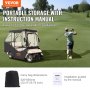 VEVOR Transparante golfkar regenhoes 4-persoons golfkarhoes 144 x 113 cm 600D waterdichte draagbare mobiele golfkar opslaghoes past op EZGO TXT golfkar