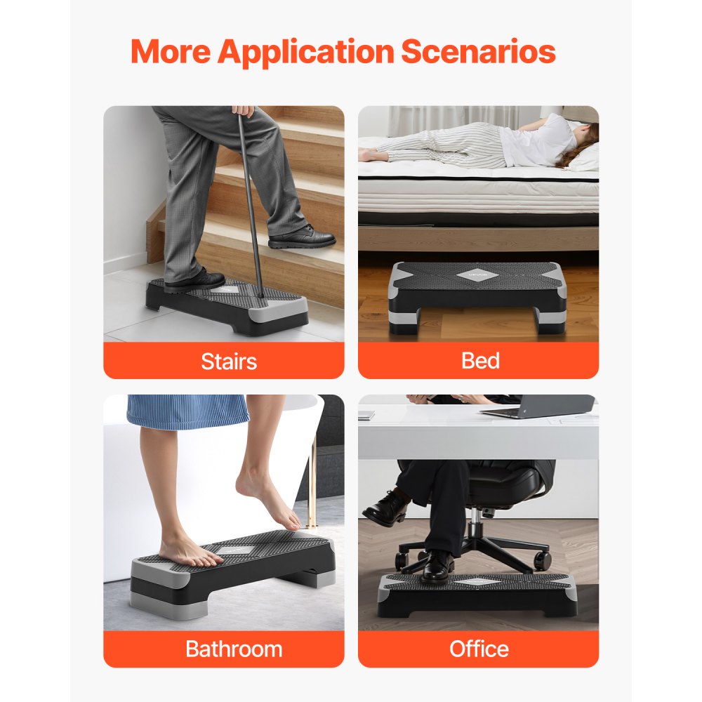 VEVOR Aerobic Stepper, in hoogte verstelbaar trainingsbord (10,16-20,32 cm), stepper fitnessapparaat met een draagvermogen van 250 kg, antislip trainingsbank voor thuisgym, cardio- en krachttraining, grijs